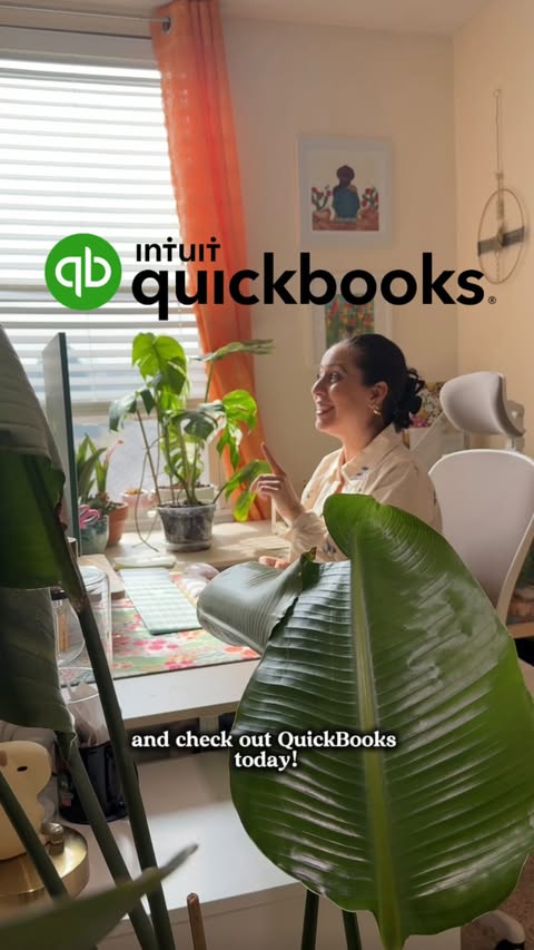 Instagram post by @_plantswithkrystal_ for Intuit QuickBooks. Caption reads: #AD Managing a plant business means juggling....