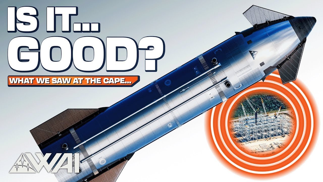 YouTube post by @Whataboutit for SpaceX. Caption reads: SpaceX's Starship V3 FULL BUILD - Hundreds Of....