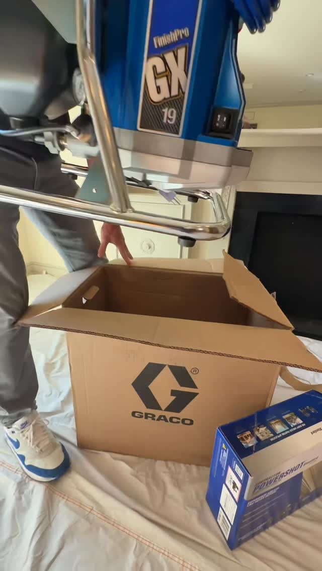 Instagram post by @wackenhutpaintingco for Graco. Caption reads: Running the Graco GX-19 with the PowerShot today -....