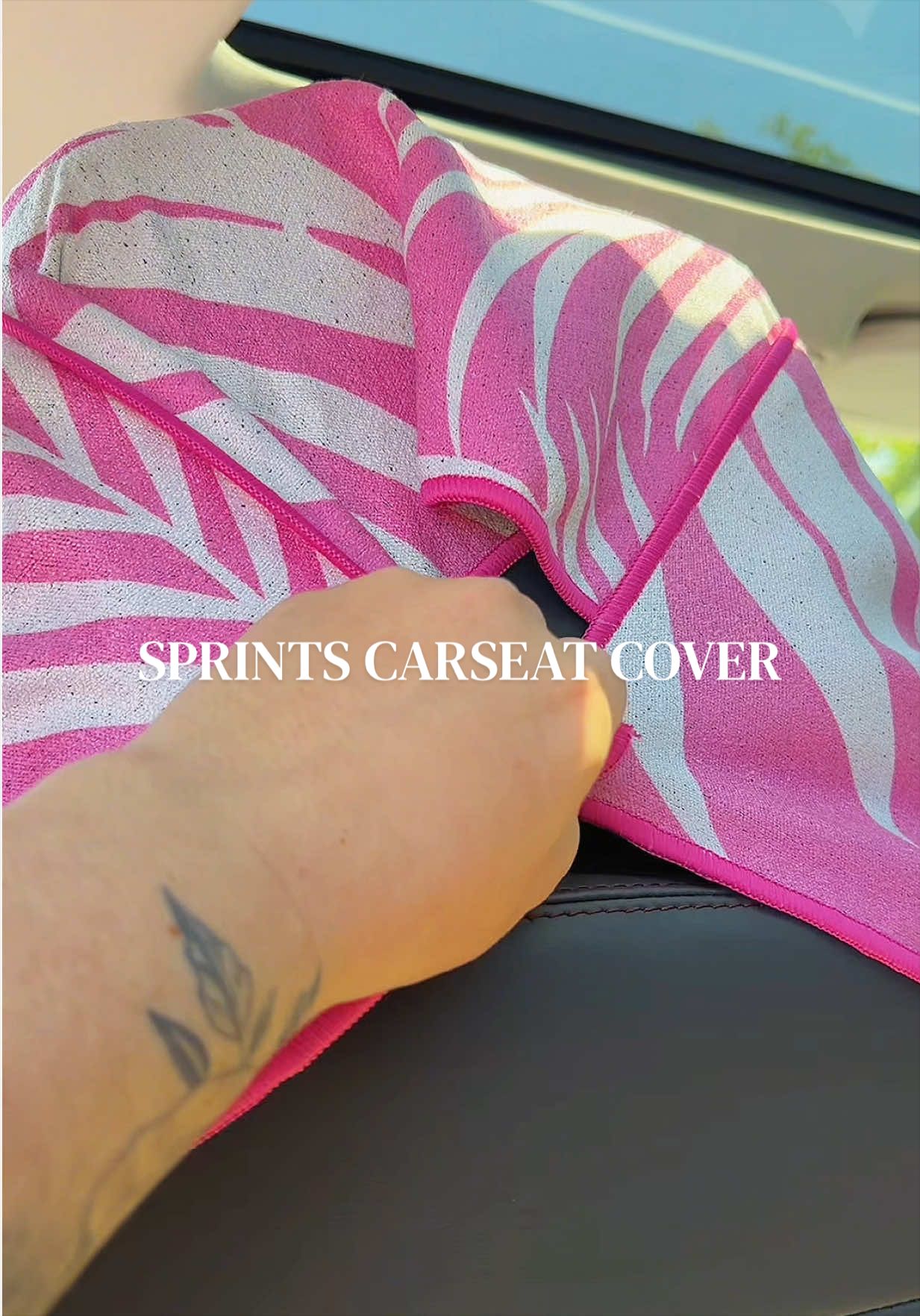 TikTok post by @cassieaverytts for Sprints. Caption reads: [...] #summervibes #carseatcover @Sprints Running.