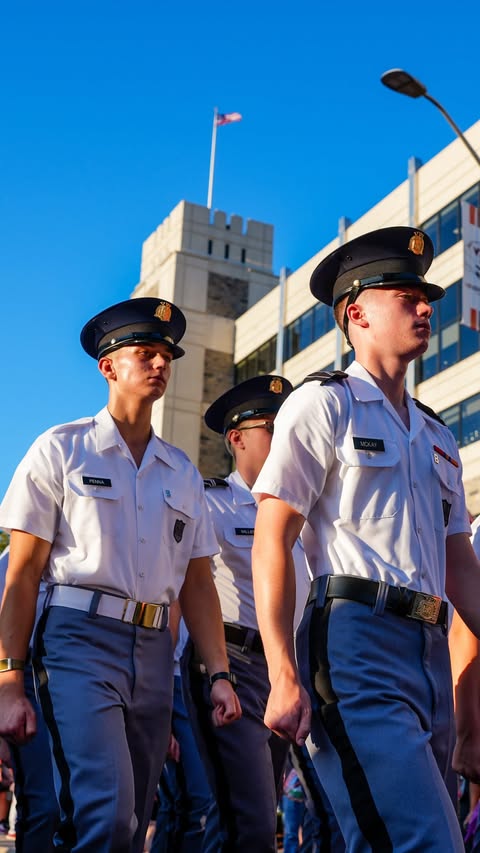 Instagram post by @vtcorpsofcadets for GEICO. Caption reads: [...] and sounds of gameday, brought to you by....