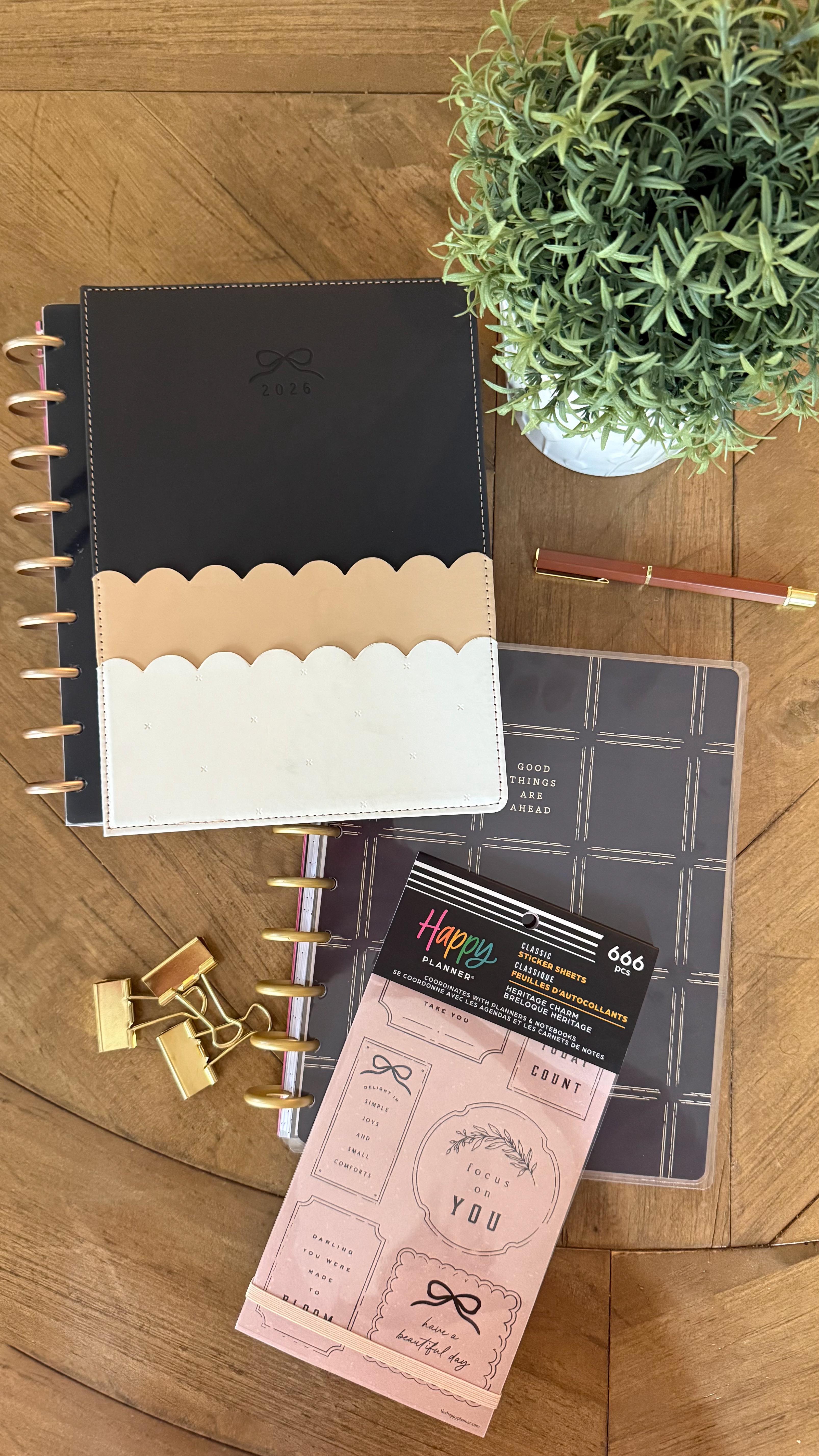 Instagram post by @momandagirlwithplans for The Happy Planner. Caption reads: The new Heritage Charm Collection is coming to....