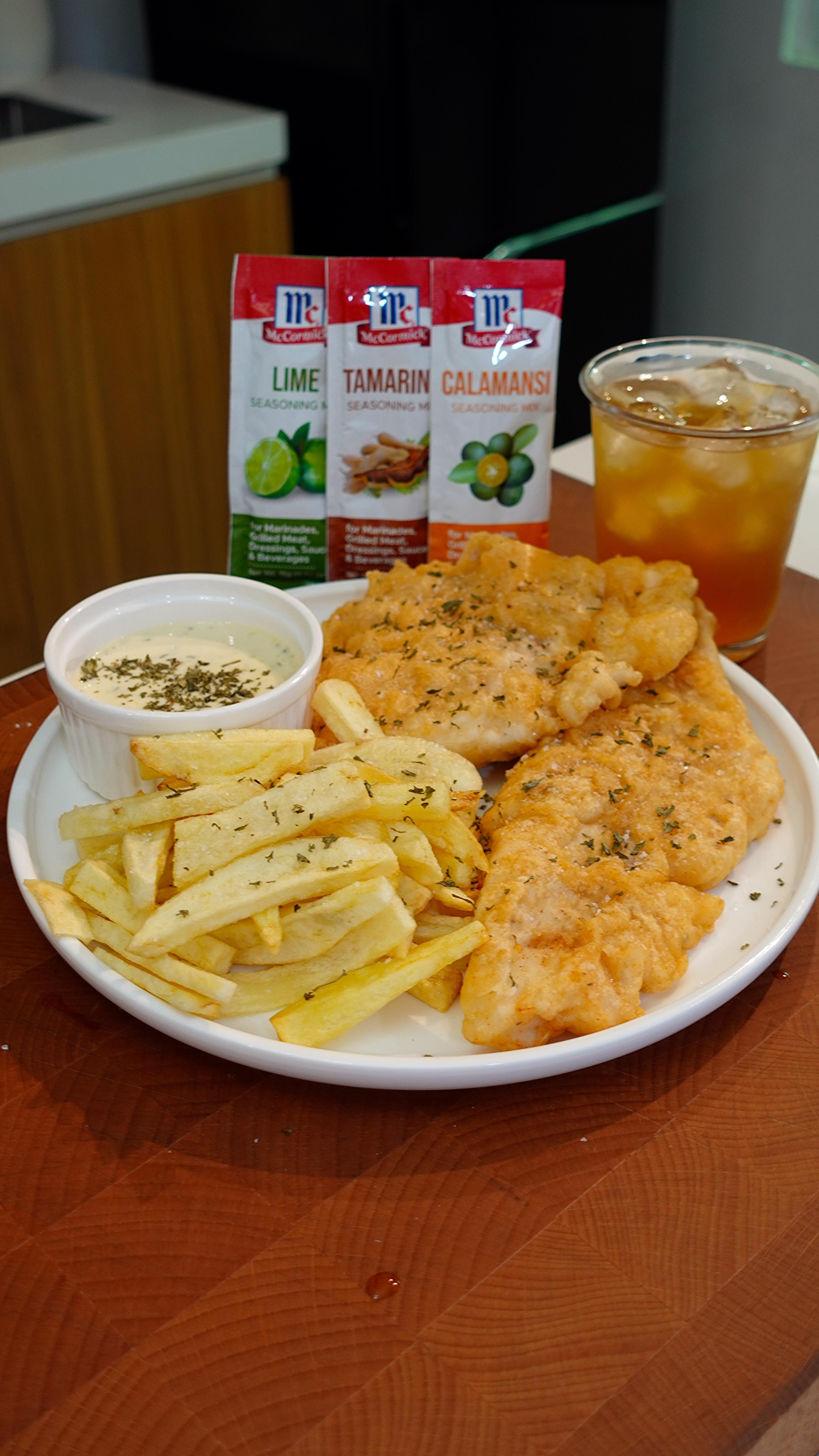 Instagram post by @cathrena.chen for McCormick. Caption reads: Made Gordon Ramsay's famous Fish and Chips but....