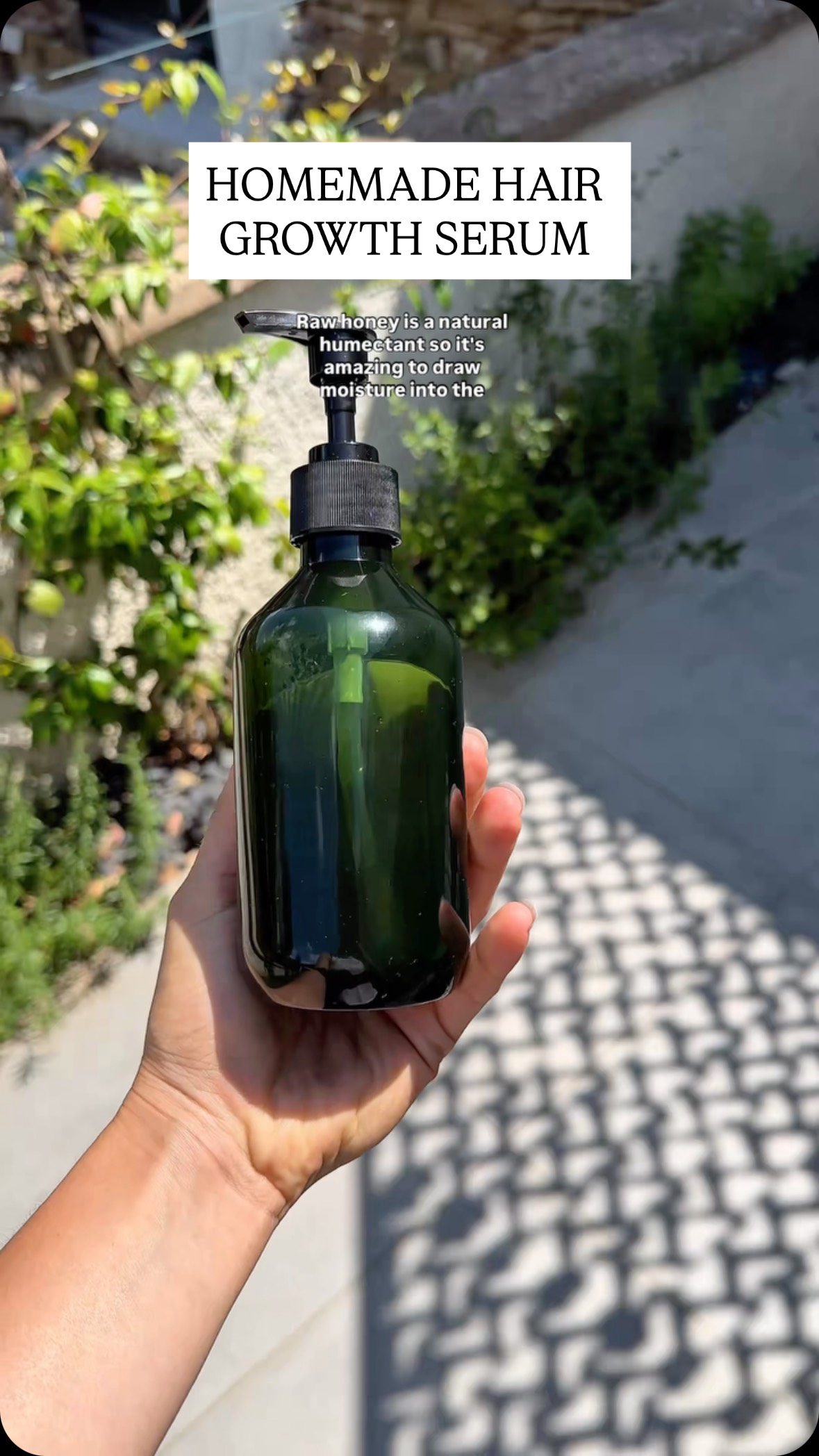 Instagram post by @thrivewithcandicee for Sky Organics. Caption reads: Homemade hair growth serum !!

I eyeballed the....