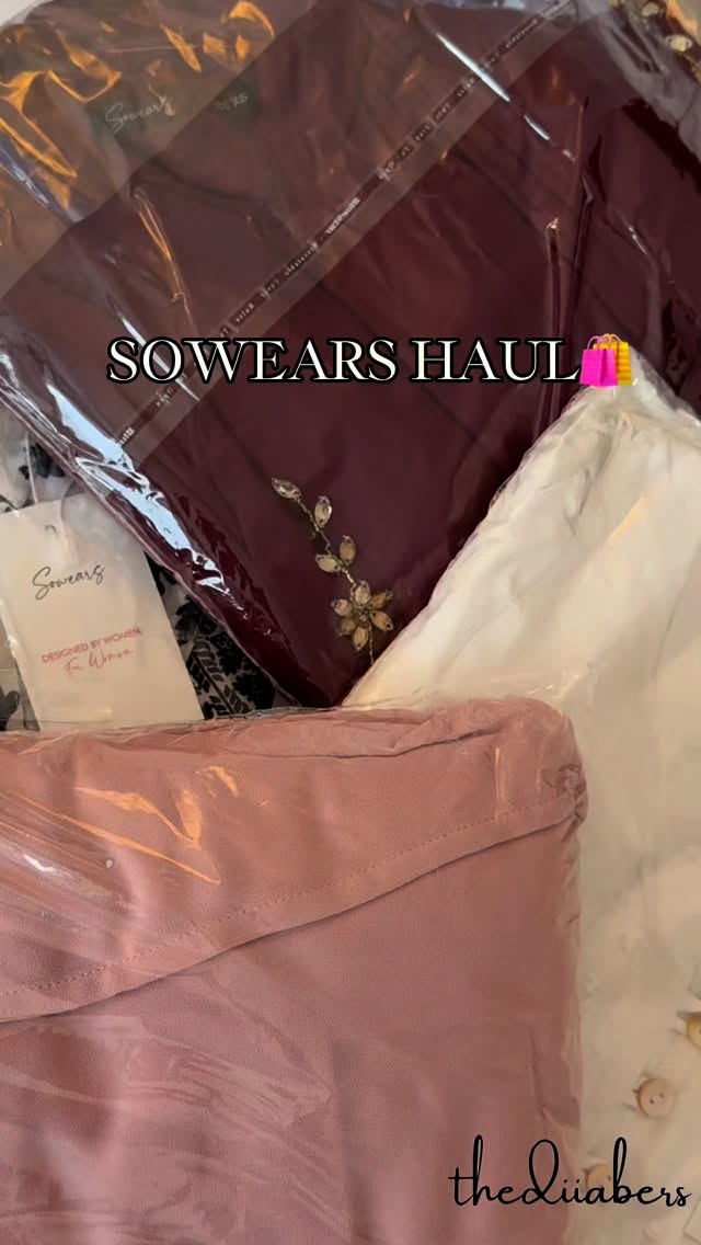 Instagram post by @thediiabers for Sowears. Caption reads: Serving Looks in @sowears.ae @sowears 🎀✨
Use code....