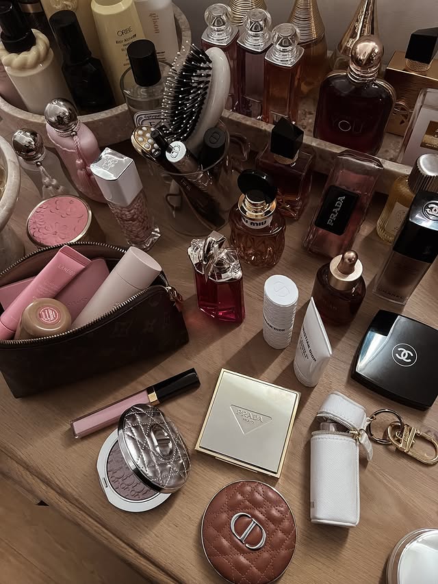 Instagram post by @shes_lj_ for PARFUMS de MARLY. Caption reads: Soaking up all my beauty favourites 🤎 Enjoying....