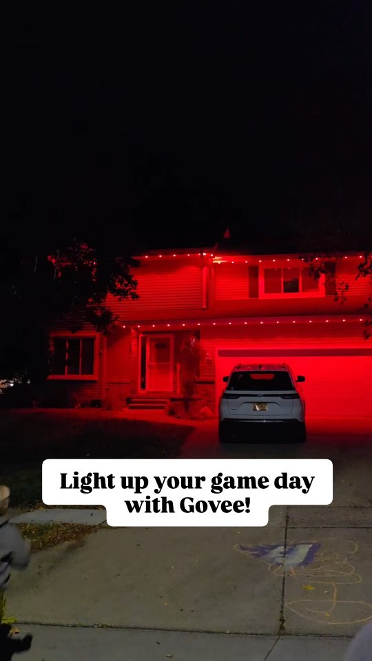 Instagram post by @thehouserwebbfamfour for Govee. Caption reads: Game day hits different when the atmosphere is....