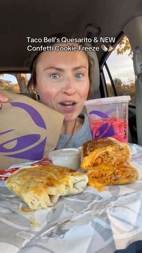 Instagram post by @morganchomps for Taco Bell. Caption reads: Have you ever tried Taco Bell’s quesarito?! And....