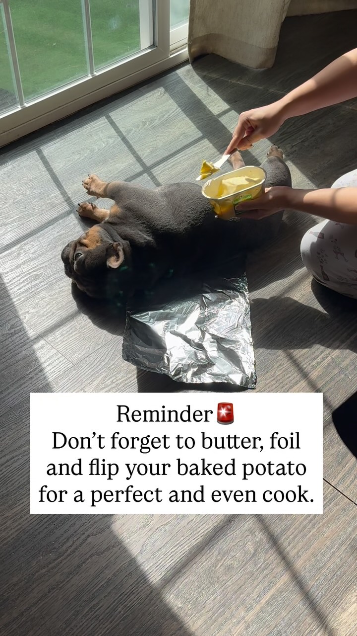 Instagram post by @thefrenchiegoat for KerrygoldUSA. Caption reads: This is gonna be delicious 🤤 #frenchbulldog....