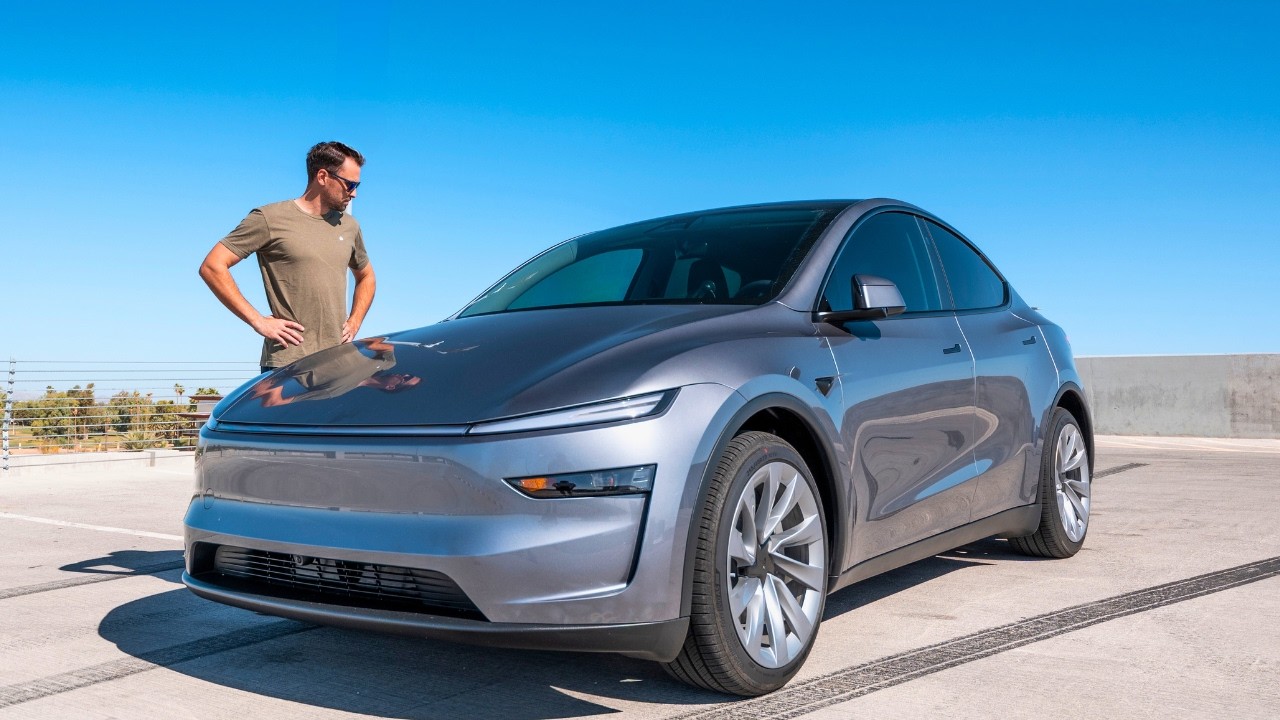 YouTube post by @Gjeebs for MagBak. Caption reads: NEW Tesla Model Y After 10,000 Miles - My Regrets....