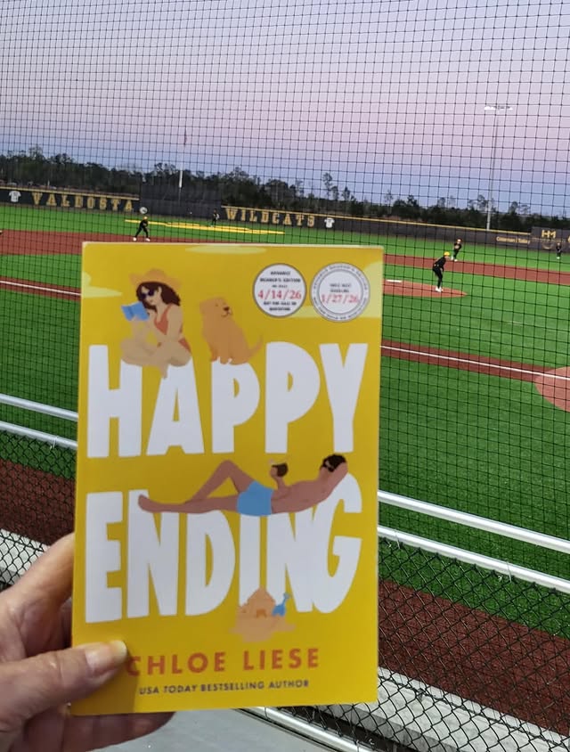 Instagram post by @readingpastdark.marcia for Gallery Books Group. Caption reads: 🥎 A book goes with me EVERYWHERE, even to my....