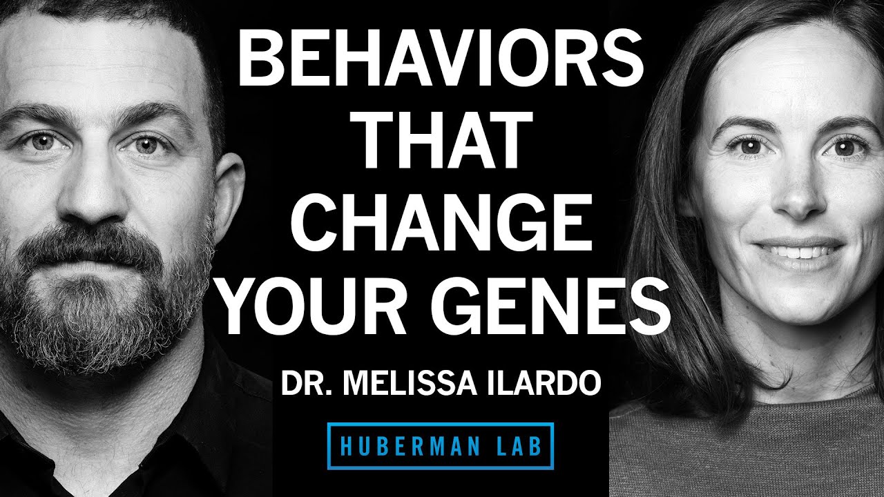 YouTube post by @hubermanlab for Joovv. Caption reads: Behaviors That Alter Your Genes to Improve Your....