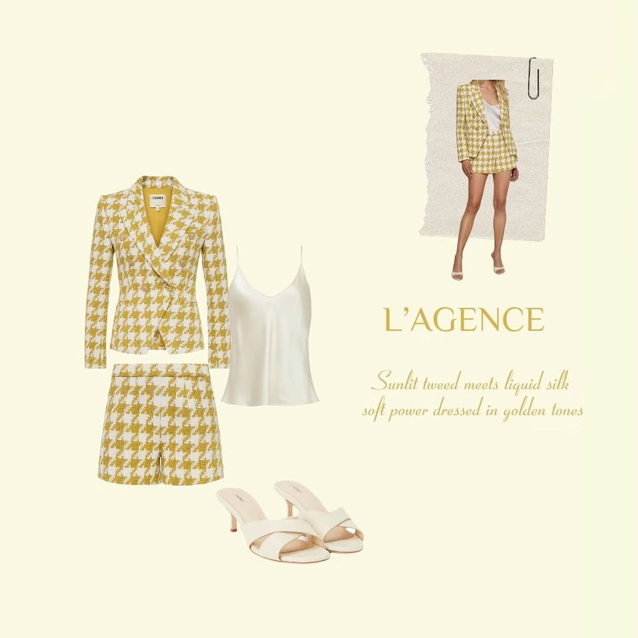 Instagram post by @ugcwithmmariam for L'AGENCE. Caption reads: This season, @lagencefashion captures the essence....