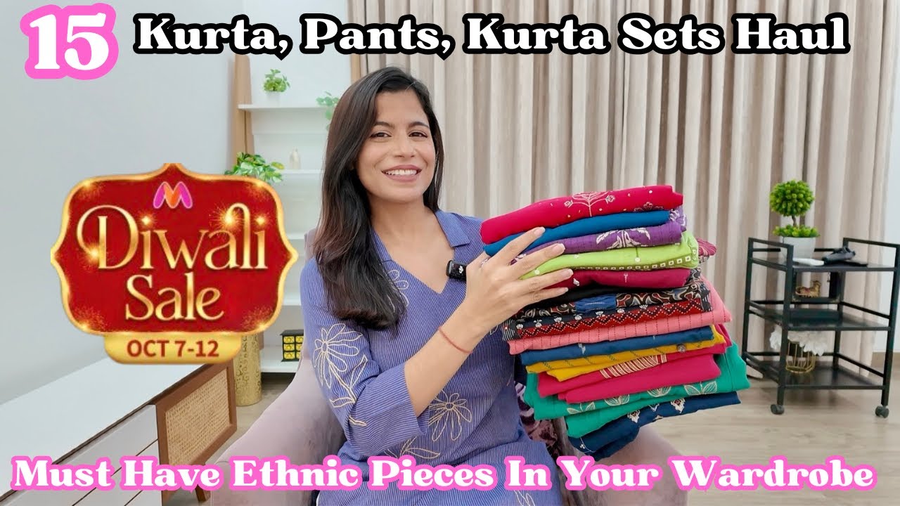 YouTube post by @DreamSimpleAnu for Wishlink. Caption reads: Myntra Diwali Haul | Latest Kurta Sets & Ethnic....