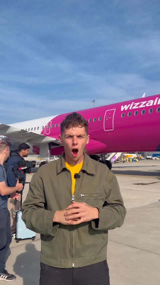 Instagram post by @_alfiewatts_ for Wizz Air. Caption reads: I WENT ON A MYSTERY FLIGHT!! @wizzair invited me....
