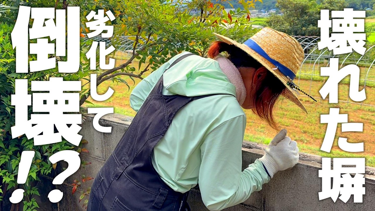 YouTube post by @tetuchannel for 森田交一. Caption reads: Repairing a Damaged Concrete Block Wall [...].