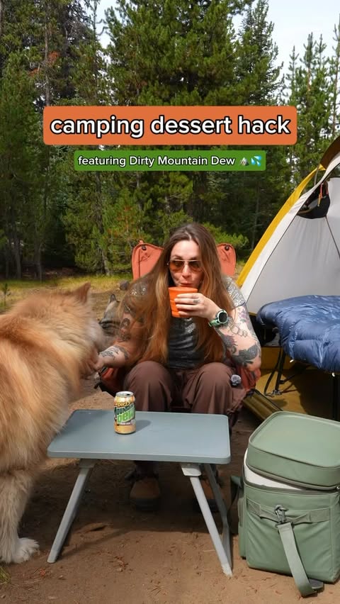 Instagram post by @jessicarosepnw for Mountain Dew. Caption reads: Dirty Mountain Dew is my new favorite easy camping....