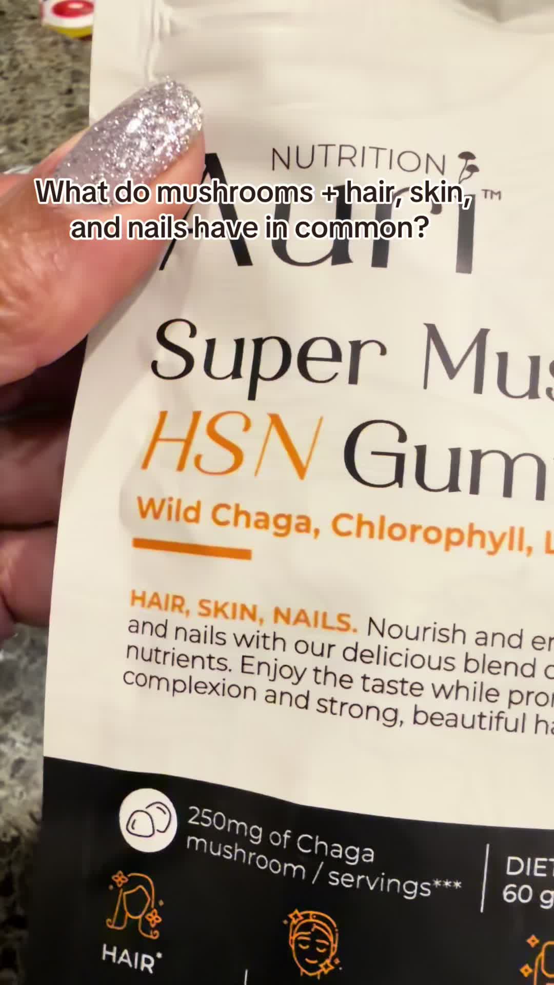 TikTok post by @didralundy for Auri Nutrition. Caption reads: [...] #mushroomgummies #auri@Auri Nutrition.