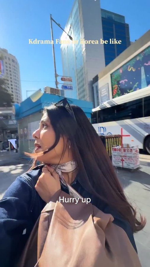 Instagram post by @_niharikajain for Plum Goodness. Caption reads: POV: You’re a K-drama fan in Korea and suddenly....