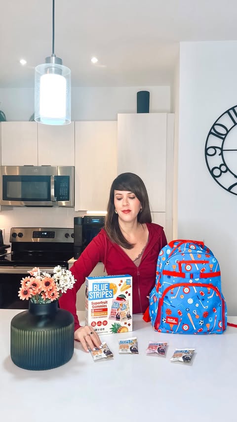 Instagram post by @wearejustthe3ofus for Blue Stripes. Caption reads: Packing school lunch for a picky eater should....