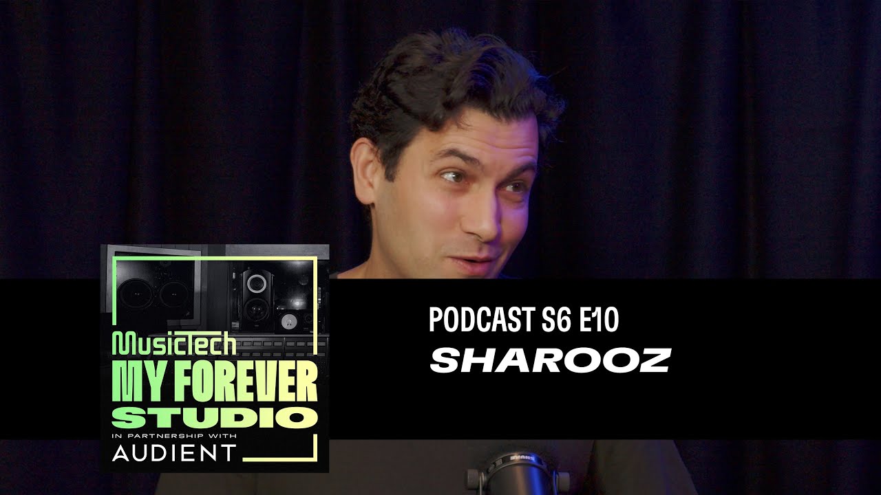 YouTube post by @MusicTechOfficial for Eventide Audio. Caption reads: My Forever Studio: Sharooz wants the synths....