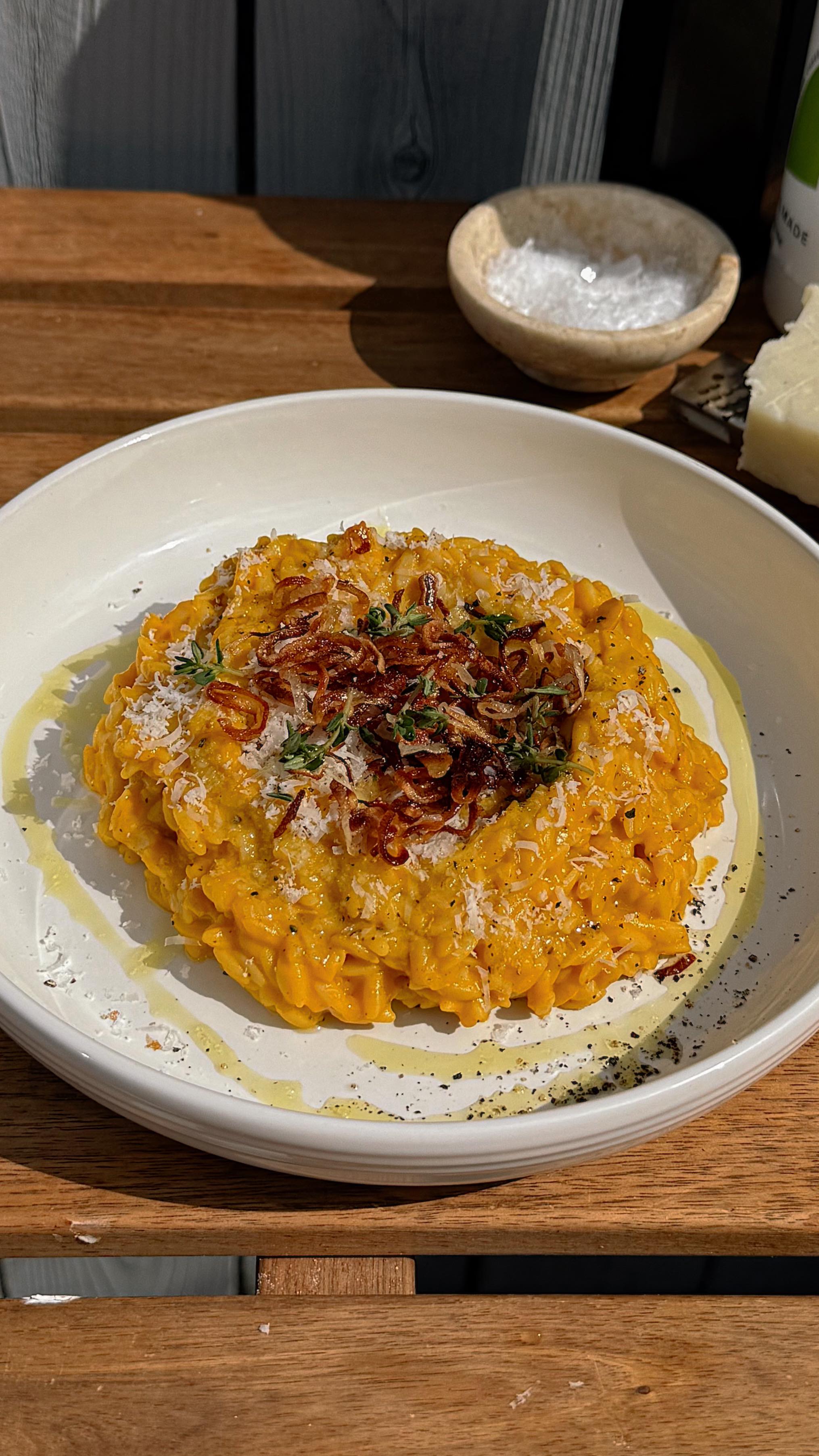 Instagram post by @kulas_kitchen for Anolon. Caption reads: let’s make squash cacio e pepe orzo in @anolon’s....