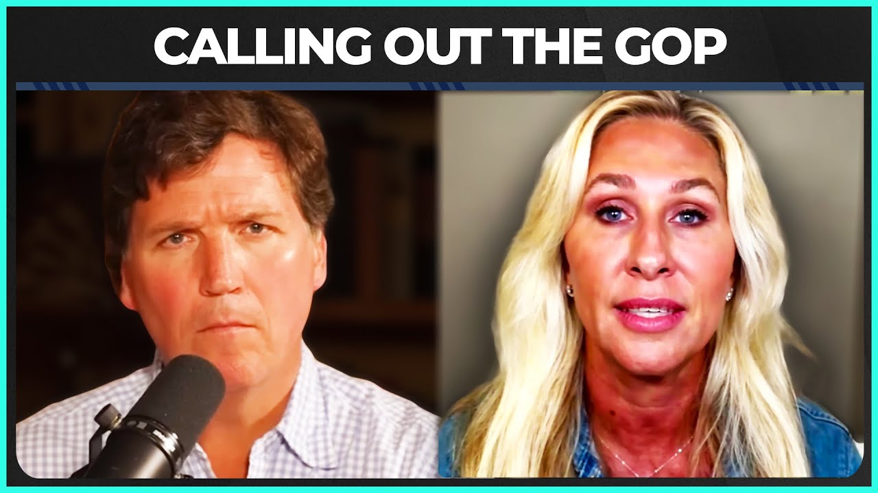 YouTube post by @TheYoungTurks for Leesa. Caption reads: MTG Explodes on Tucker—And Her Own Party.