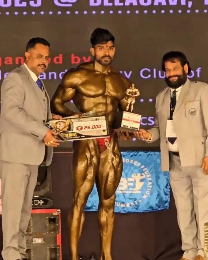 Instagram post by @hench_nation for BPI Sports. Caption reads: 4th place finish in Mr.india 2025.. Everyone is....