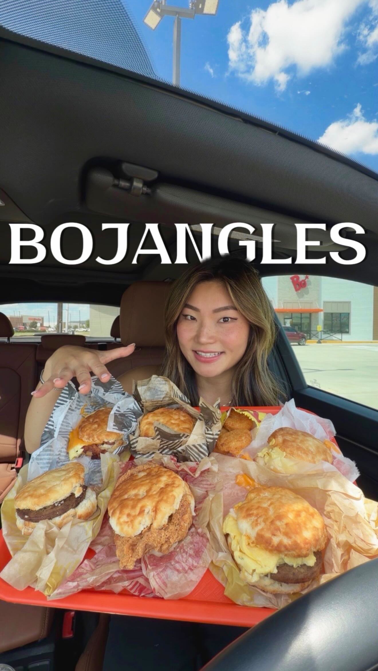 Instagram post by @texaseatsfirst for Bojangles. Caption reads: ✨𝙏𝙍𝙔𝙄𝙉𝙂 𝘼𝙇𝙇 𝙏𝙃𝙀 𝙁𝘼𝙈𝙊𝙐𝙎....
