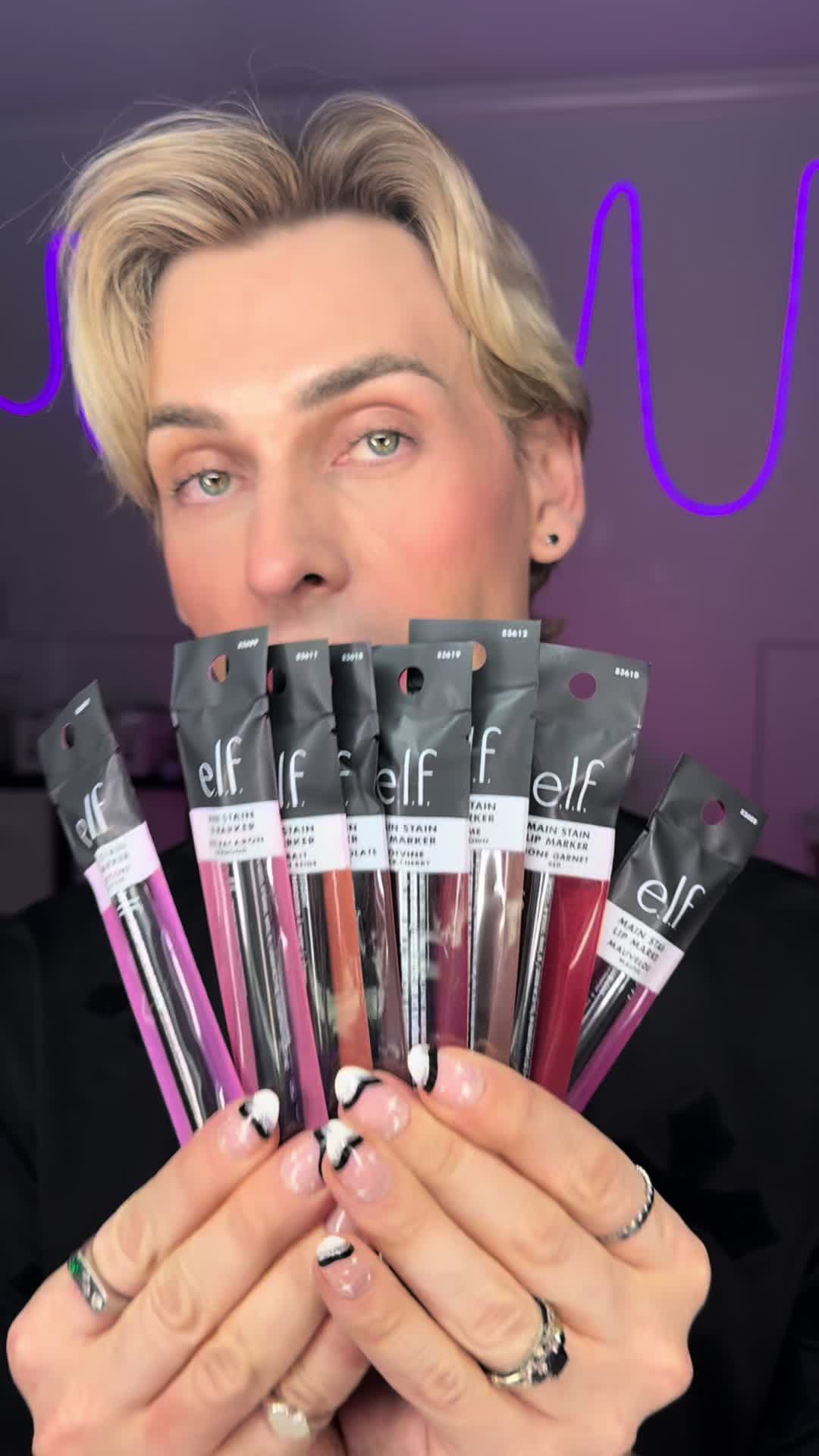 TikTok post by @willbeautyhair for e.l.f. Cosmetics. Caption reads: BRAND NEW! @e.l.f. Cosmetics Main Stain Lip Marker....