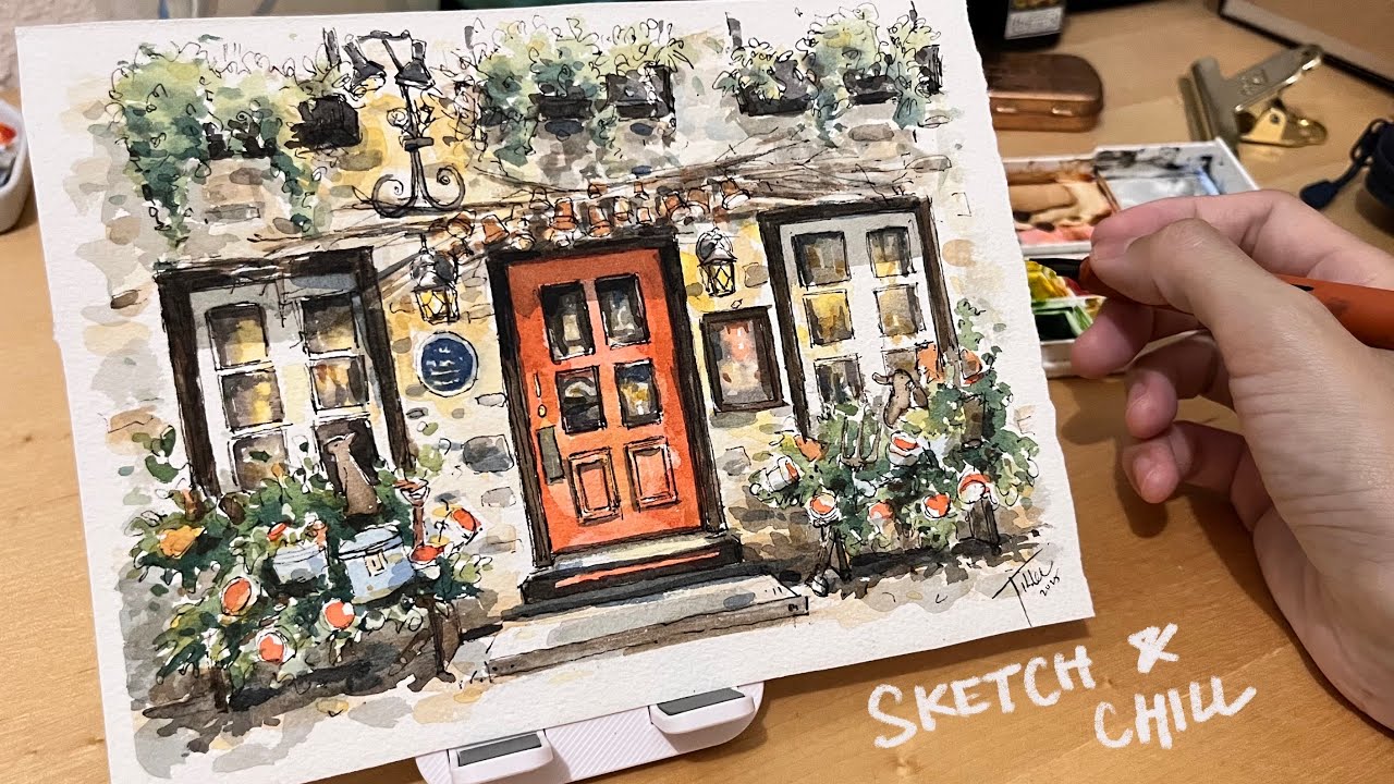 YouTube post by @JilleeArts for Unsplash. Caption reads: Chill Jazz & Sketching Time-lapse | Ink &....