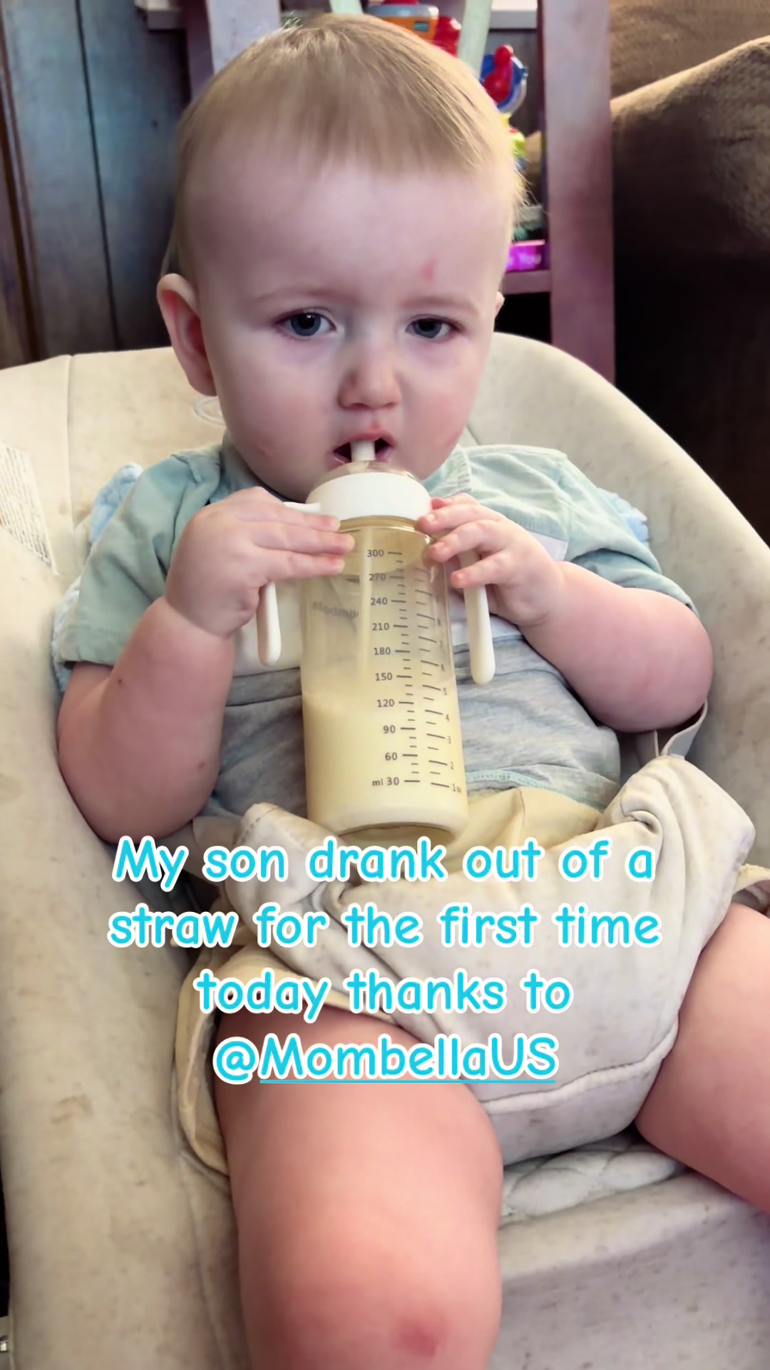 TikTok post by @laylaha11 for mombella official. Caption reads: This is the first straw cup I’ve been able to get....