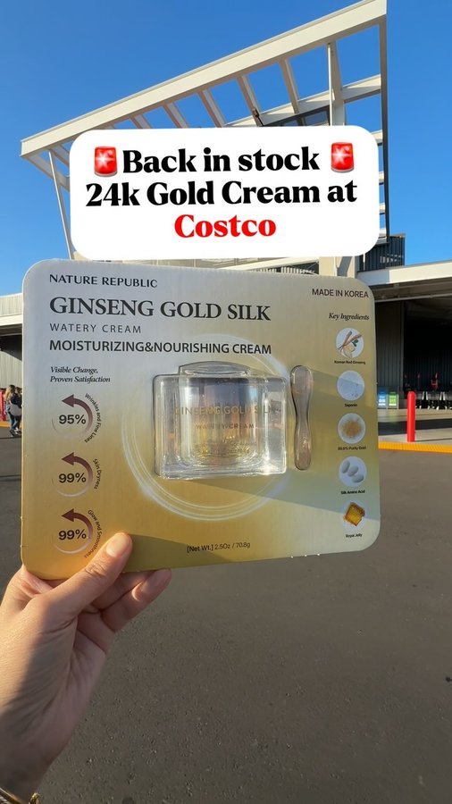 Instagram post by an influencer for Nature Republic USA. Caption reads: Korean luxury meets golden skincare! ✨....