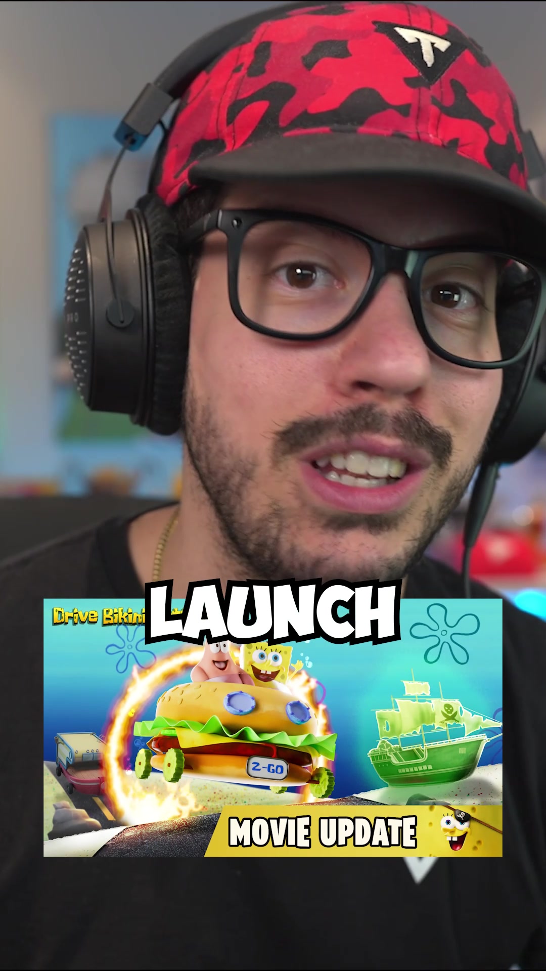 TikTok post by @typicalgamer for SpongeBob SquarePants. Caption reads: You don’t need a license to drive a sandwich… or....