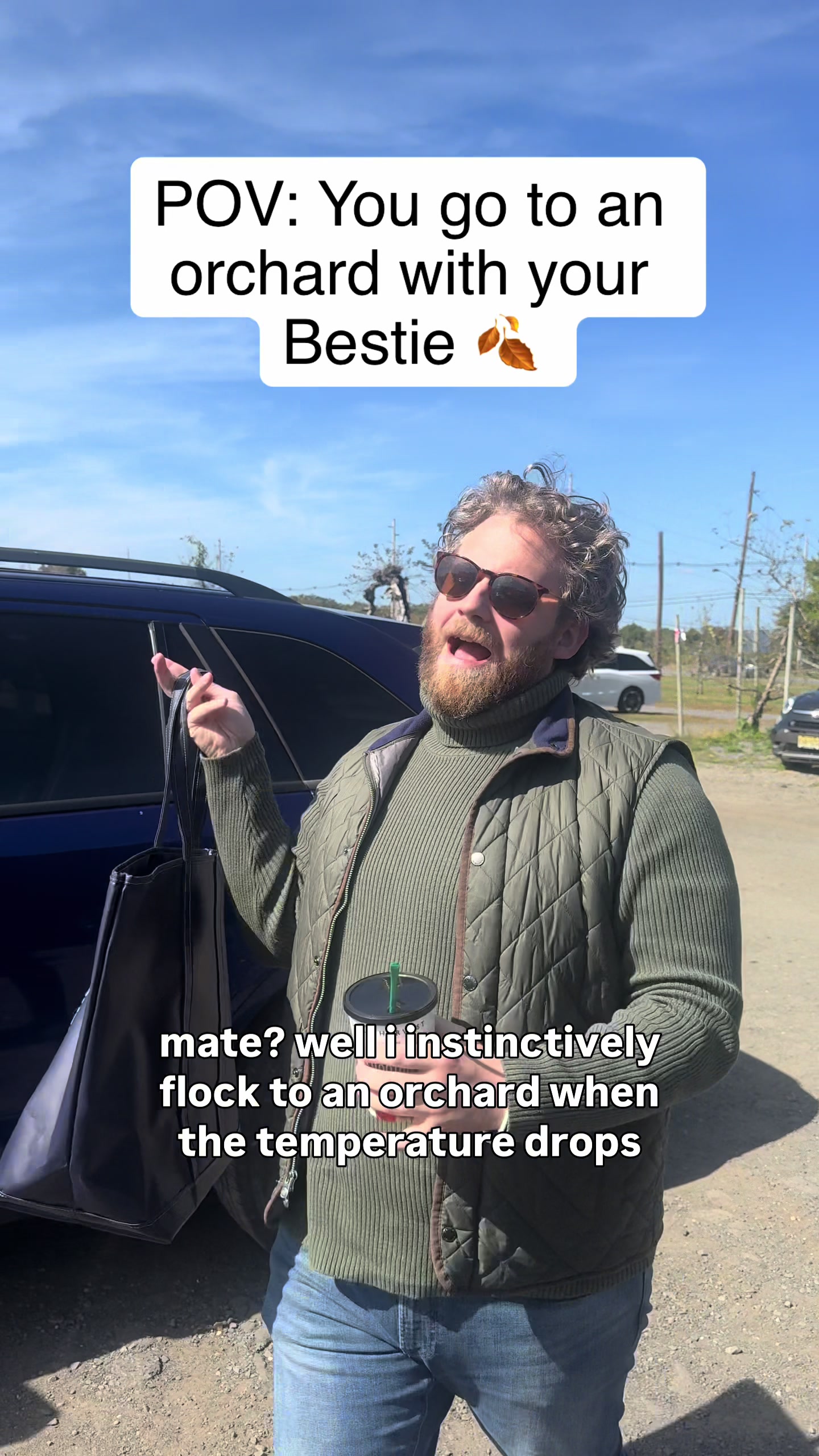 TikTok post by @walksauce42 for DAILY HARVEST. Caption reads: [...] an orchard. (Paid partnership with @Daily....