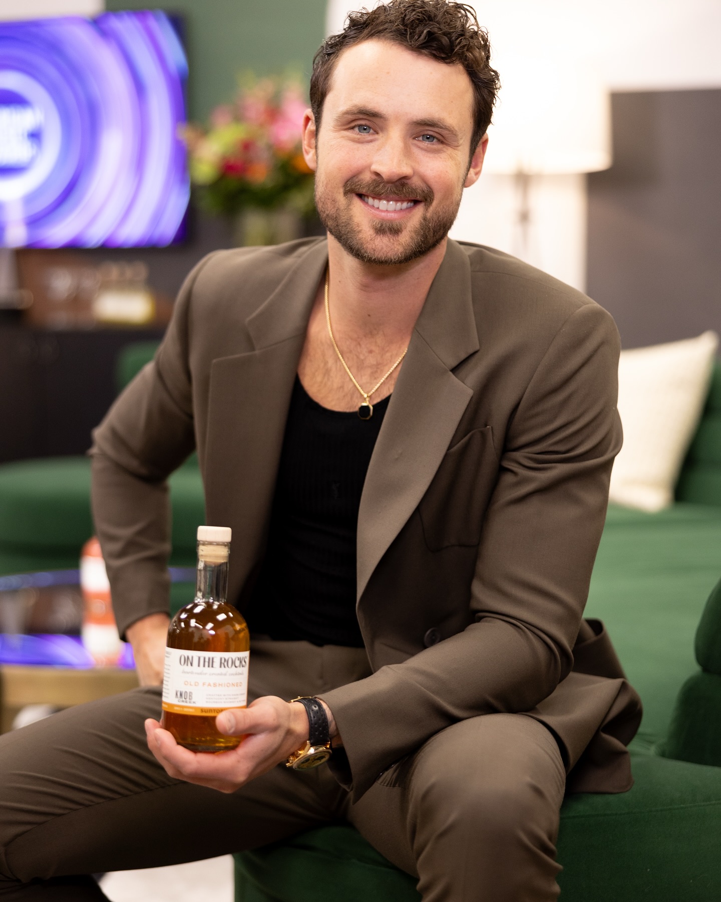 Instagram post by @dylanefron for On The Rocks Premium Cocktails. Caption reads: First time at the @amas did not disappoint!....