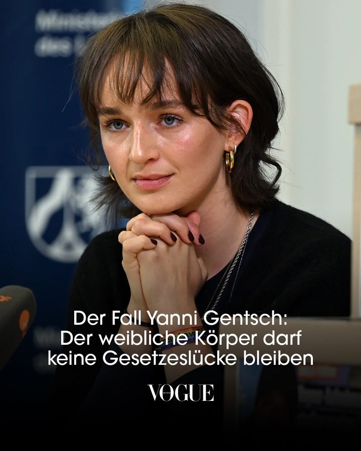 Instagram post by @yannigentsch for Vogue. Caption reads: "Dieser fremde Mann ist mit dem Fahrrad hinter mir....