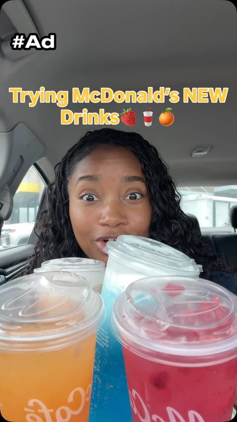 Instagram post by @laiya.xo for McDonald's of Michigan. Caption reads: [...] of their new drink options💛❤️.....