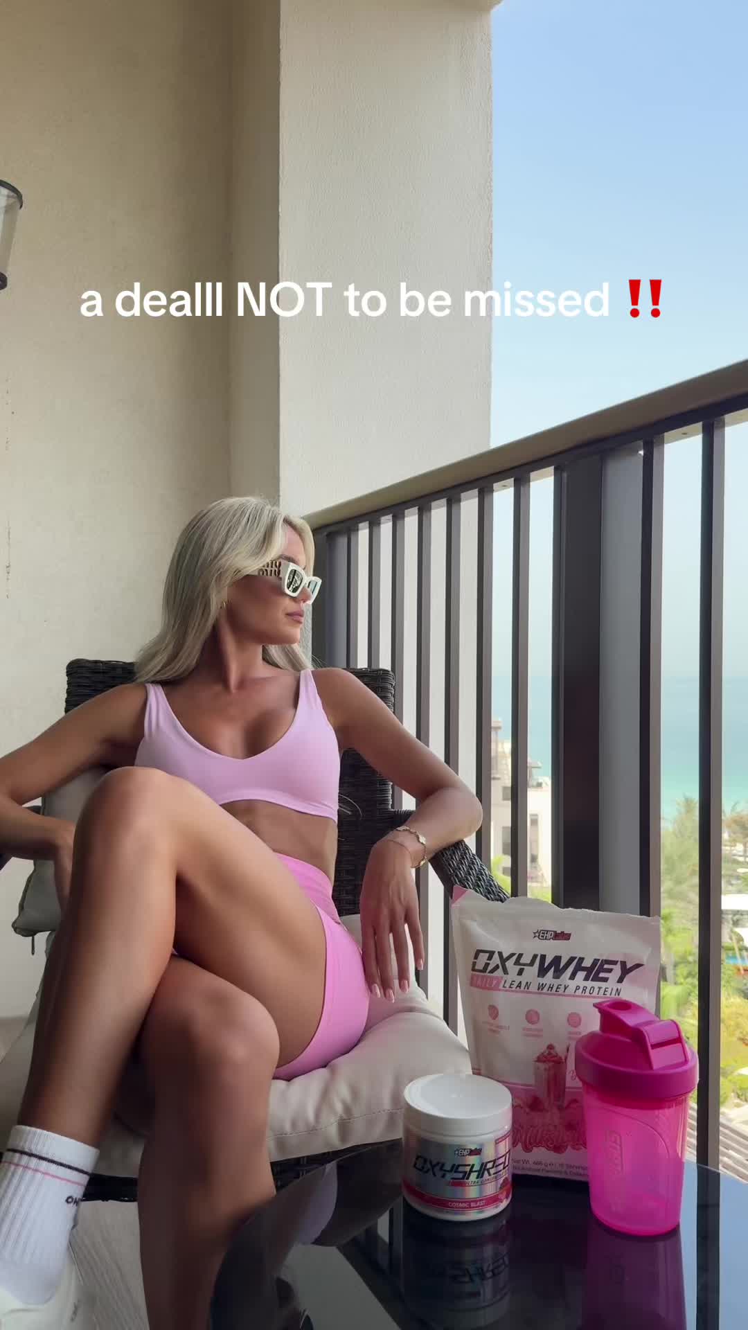 TikTok post by @mollysmith19 for EHPlabs. Caption reads: shop my @ehplabsuk pink power bundle now for a....