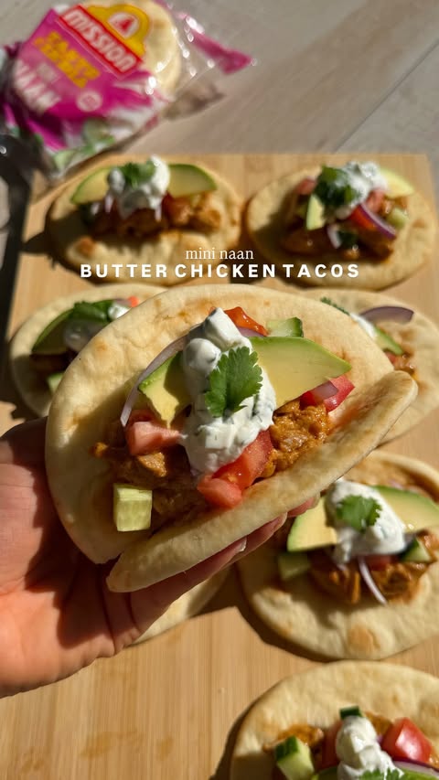 Instagram post by @nutrition.by.kayla for Mission Foods. Caption reads: [...] twist on butter chicken night using....