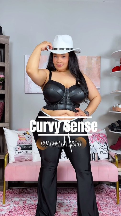 Instagram post by @cardis.ego for Curvy Sense. Caption reads: [...] in these Coachella-ready pants from....