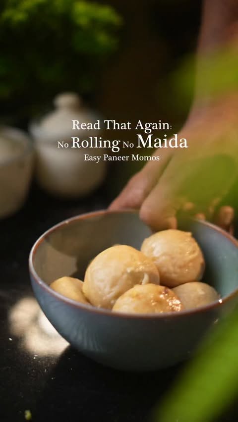 Instagram post by @nd_bites for Akshayakalpa Organic. Caption reads: No Maida, No Rolling! Ready in just 12 mins 🥟✨ AD....