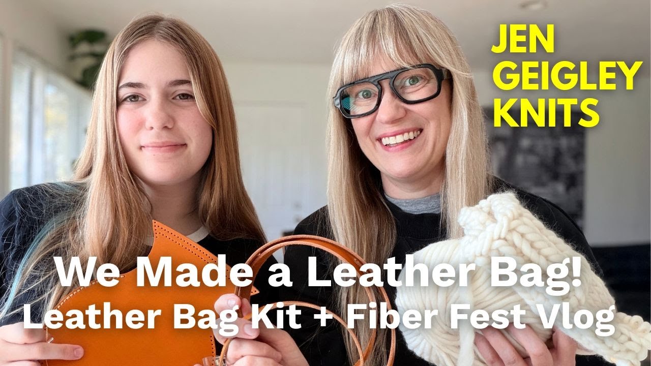 YouTube post by @JenGeigleyKnits for Babylon Leather. Caption reads: DIY Leather Saddle Bag with Lotus + Threads &....
