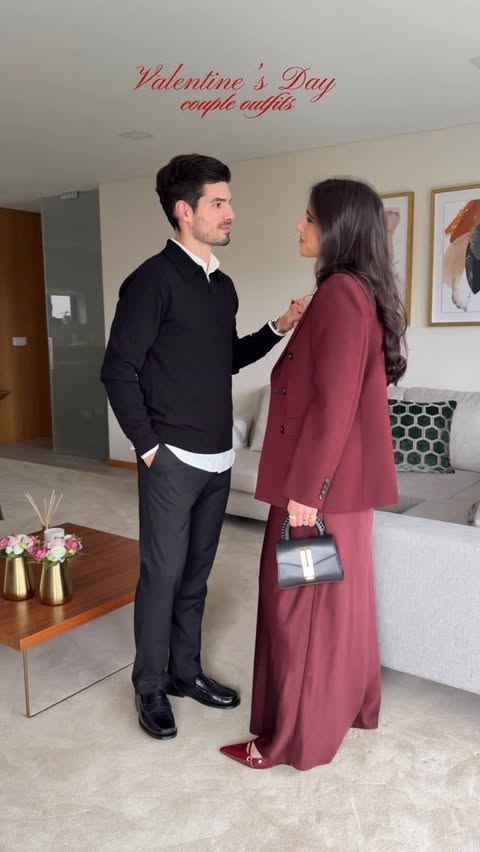 Instagram post by @dianaritasilva for LilySilk. Caption reads: Valentine’s Day couple outfits! ♥️ ad @lilysilk....