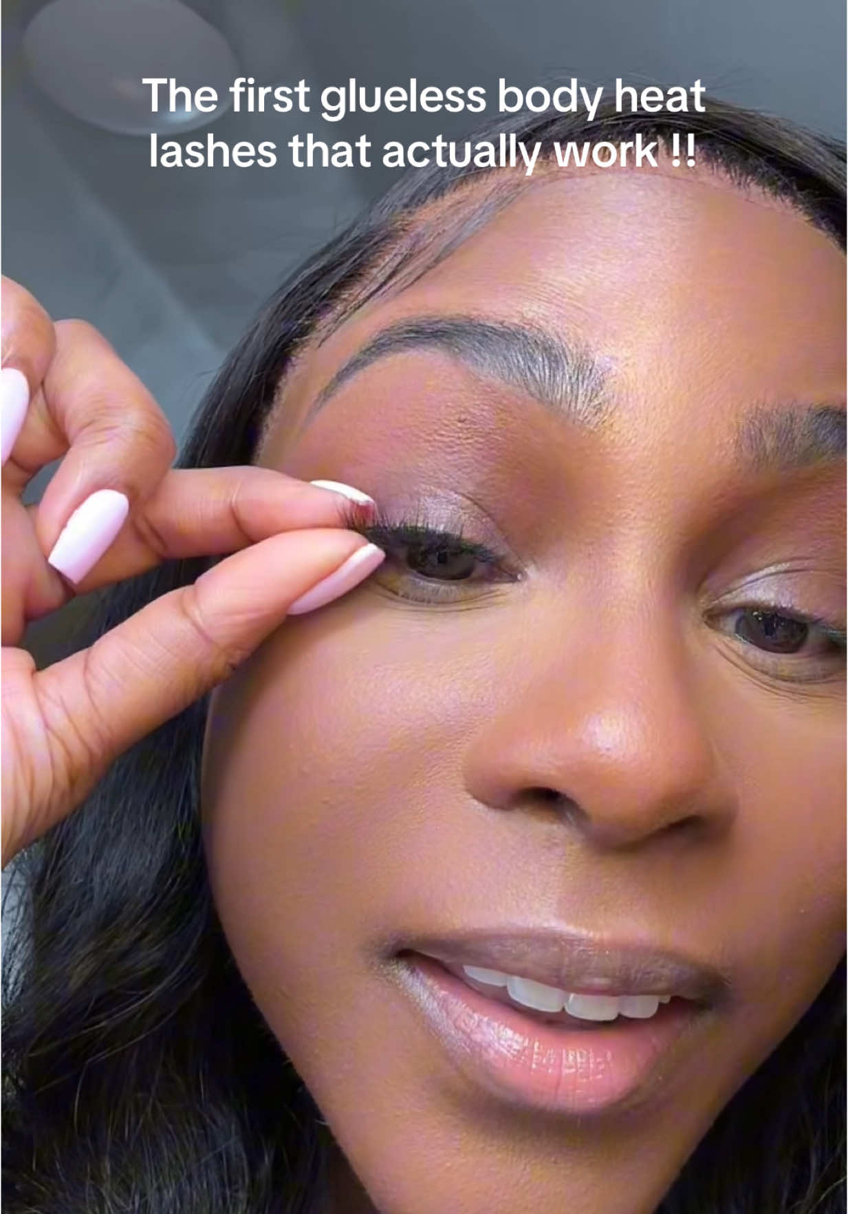 TikTok post by @yannnique for Lilly Lashes. Caption reads: [...] adhesive lashes and I am in love  @Lilly....