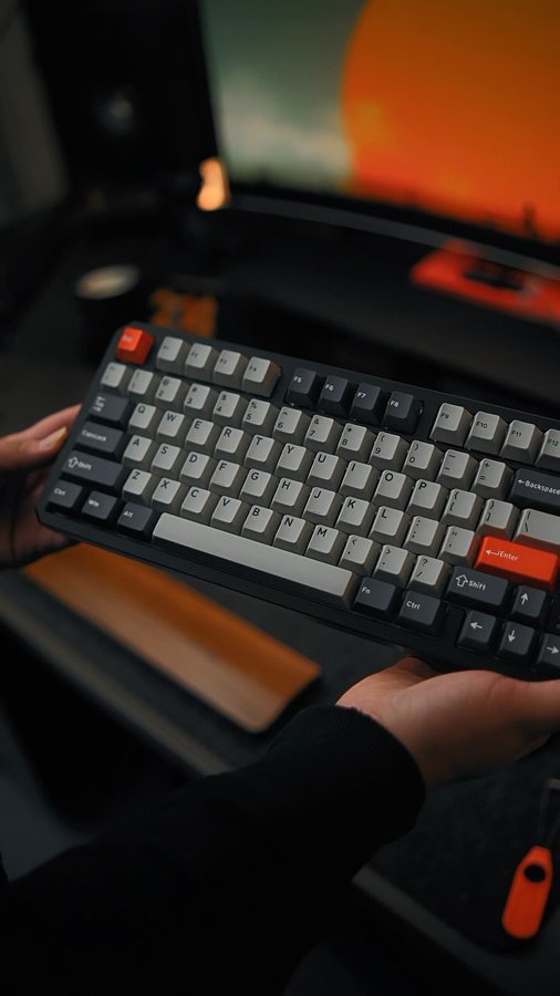 Instagram post by @avrgtech for DAREU. Caption reads: Meet the Dareu A75 HE keyboard! Its Hall Effect....