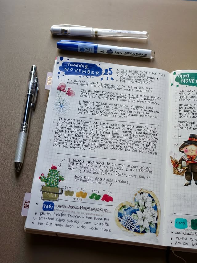 Instagram post by @shico_journals for The Washi Tape Shop. Caption reads: I’ve been having fun with new markers.....