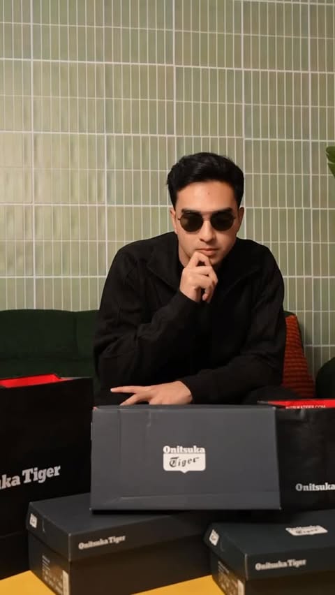 Instagram post by @ibrhmrsyd for Onitsuka Tiger. Caption reads: [...] is now available in store and....