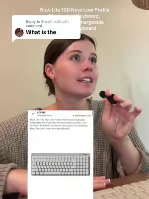 TikTok post by @amelia.grace.a for Lofree. Caption reads: [...] Here is the name / link / etc! @LOFREE....