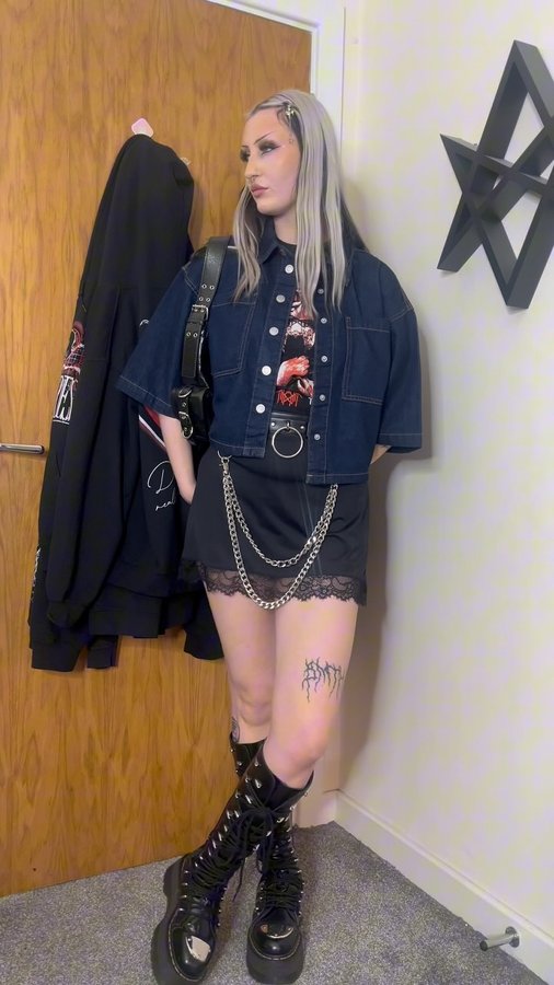 Instagram post by @paras1te.eve for Damaged Society. Caption reads: how to style band merch part 2🎀

i’m super super....